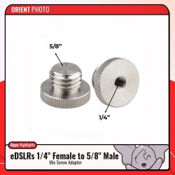 eDSLRs 1/4" Female to 5/8" Male Mic Screw Adapter (2-Pack)