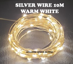 10M SILVER WIRE WARM WHITE LED ( BATTERY PACK ) FAIRY LIGHT