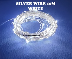 10M SILVER WIRE WHITE LED ( BATTERY PACK ) FAIRY LIGHT