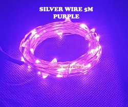 5M SILVER WIRE PURPLE WIRE ( BATTERY PACK ) FAIRY LIGHT
