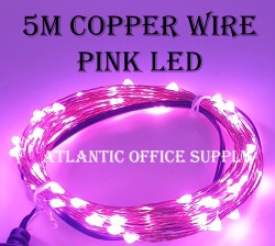 USB LED 5M FAIRY LIGHT COPPER WIRE PINK LED