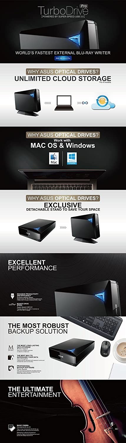 ASUS BW-16D1H-U PRO External Blu Ray