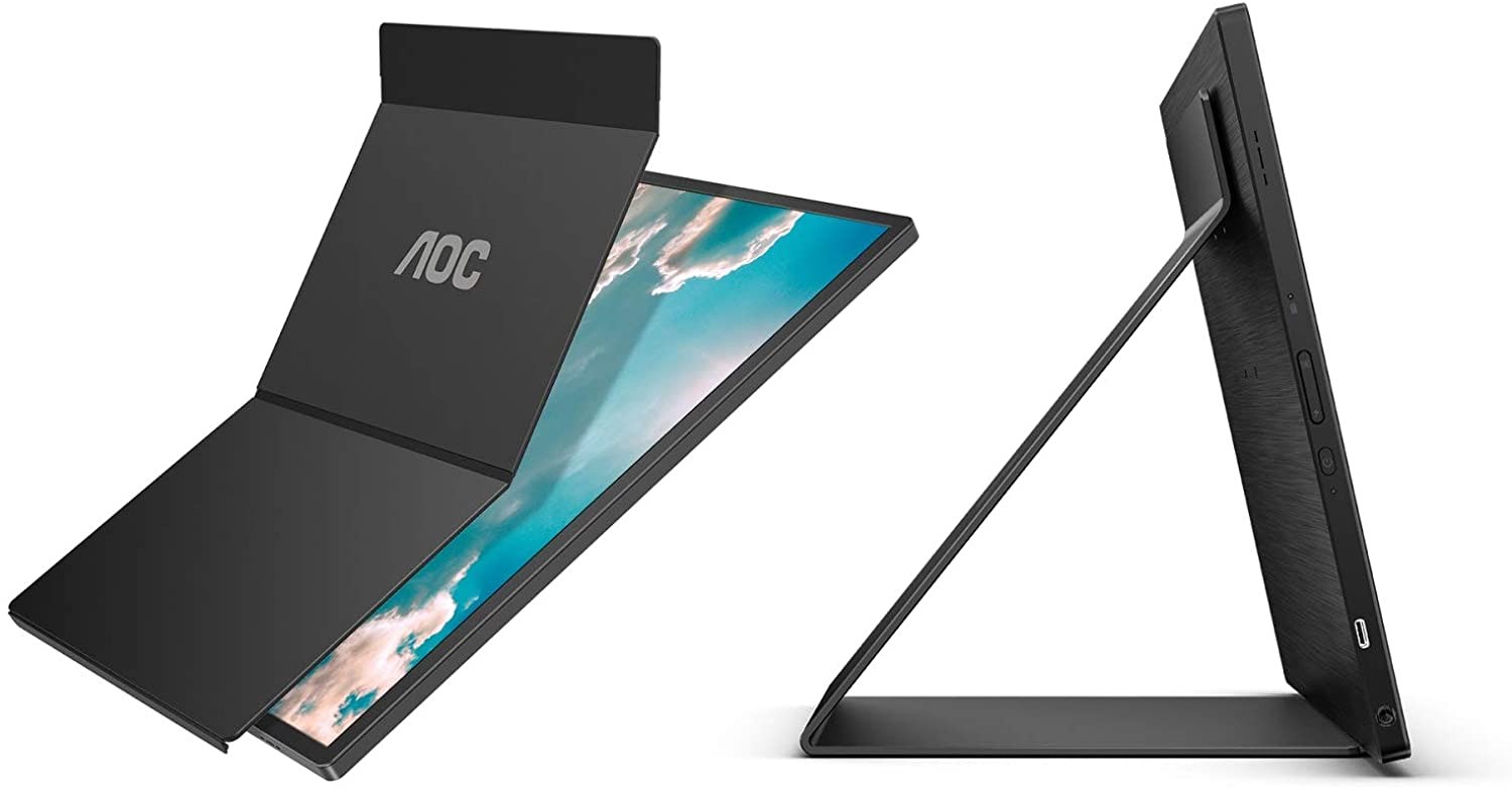  AOC I1601FWUX 15.6 USB-C powered portable monitor, extremely  slim, Full HD 1920x1080 IPS, SmartCover, AutoPivot (for devices w/ USB-C DP  Alt Mode only),Black : Electronics