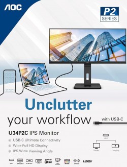 AOC U34P2C 34inch 3K WQHD IPS Monitor