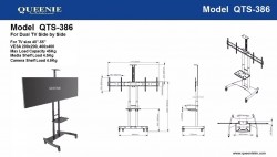QUEENIE MOVABLE STAND FOR DUAL TV SIDE BY SIDE 40"-55" 45KG