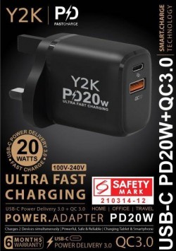 Y2K 20 WATT PD CHARGING ULTRA FAST CHARGER