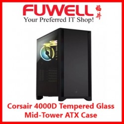 FUWELL - Corsair 4000D Tempered Glass Mid-Tower ATX Case