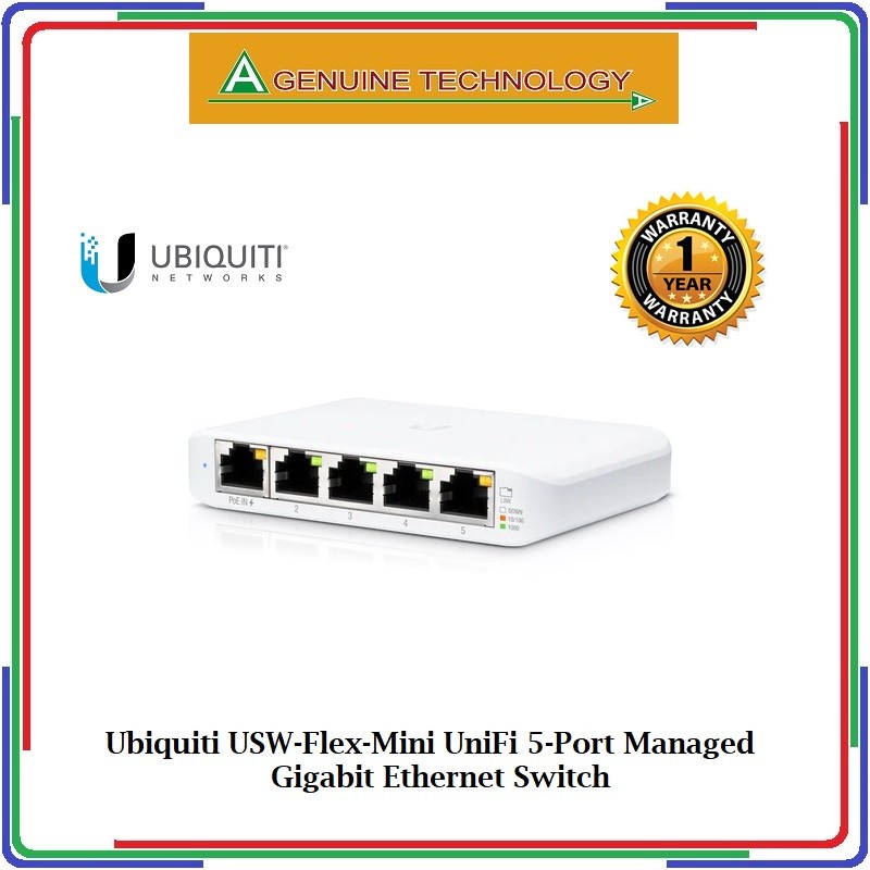 Ubiquiti USW-Flex-Mini UniFi Switch Compact Gigabit 5-Port 802.3af/at PoE 