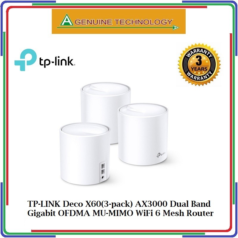 TP-LINK Deco X60(3-pack) AX3000 Dual Band Gigabit OFDMA MU-M