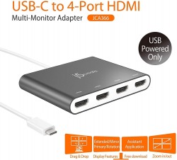 J5CREATE USB-C TO 4 PORT HDMI MM ADAPTER JCA366