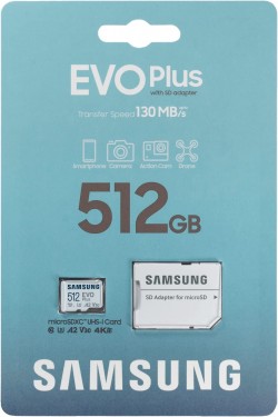 SAMSUNG 512GB EVO PLUS (2021) microSD with adapter MB-MC512K