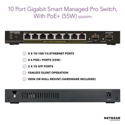 Netgear GS310TP-100EUS S350 8Port PoE+ Gbe Smart Managed Pro