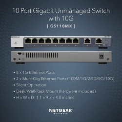 Netgear GS110MX-100NAS ProSafe 8-Port Gigabit Switch w 2 10G