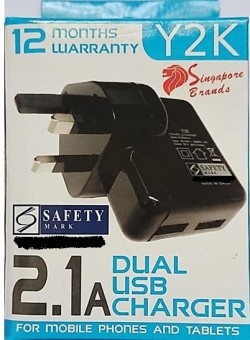 Y2K 2 Port USB Charger Black
