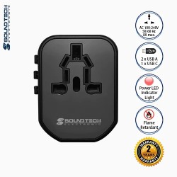 SOUNDTECH TRAVEL ADAPTOR W/USB A+C QUICK CHARGER