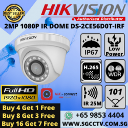 BUY 4+1 FREE! HIKVISION DS-2CE56D0T-IRF 2MP IP67 IR DOME
