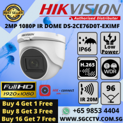 BUY 4+1 FREE! HIKVISION DS-2CE76D0T-EXIMF 2MP IR DOME