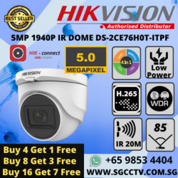 BUY 4+1 FREE! HIKVISION DS-2CE76H0T-ITPF 5MP 1940P IR DOME