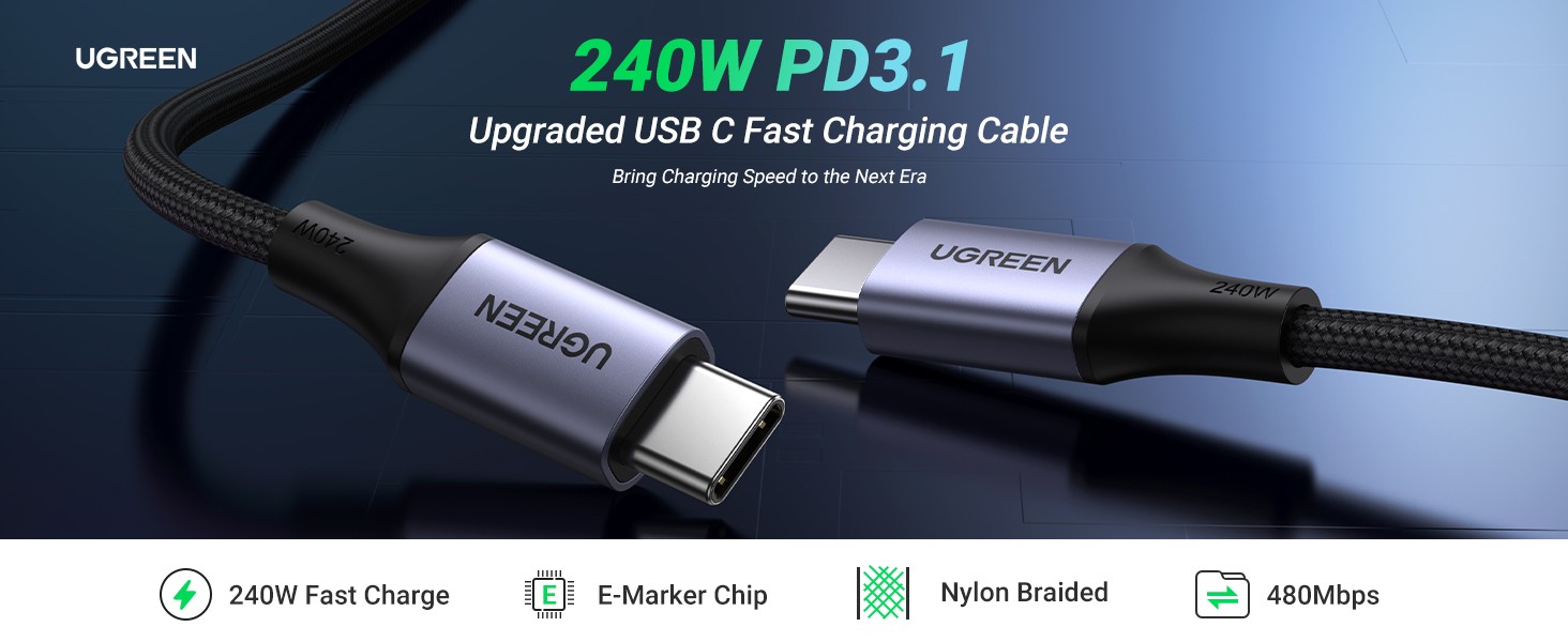 UGREEN Cable USB-C 2.0 a USB-C 2.0 240W 2m UGREEN