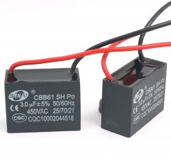 CBB61 50/60Hz 450VAC 3UF CAPACITOR (2 PCS/PACK)