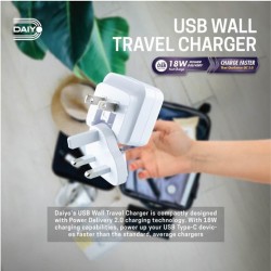 DAIYO TRAVEL ADAPTER WITH TYPE C 18W QUICK CHARGE DE317