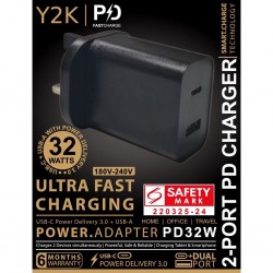 Y2K PD 32WATT USB CHARGER (BLACK)