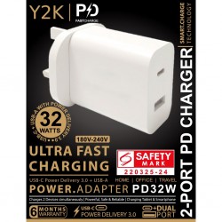 Y2K PD 32WATT USB CHARGER WHITE