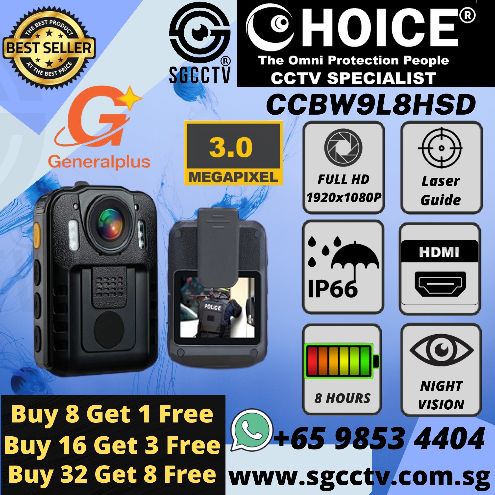 BODY WORN CAMERA CCBW1W POLICE BODY WORN WIFI LIVE STREAM SECURITY ...