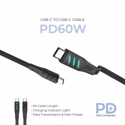 TYPE C TO TYPE C PD60W CHARGING CABLE WITH NEON 1M