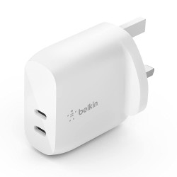 Belkin DUAL 30W USB-C WALL CHARGER, PD 60W, WHT WCB010myWH 
