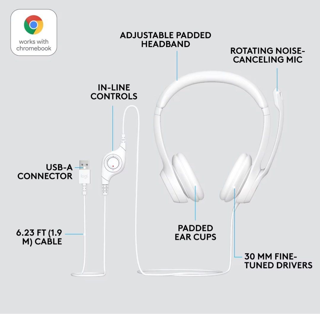 LOGITECH H390 STEREO USB HEADSET NOISE CANCELLING MIC