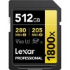 512GB - Lexar? Professional 1800x SDXC? UHS-II Card GOLD Ser