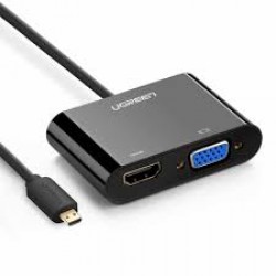 Ugreen  Micro HDMI to HDMI+VGA Adapter with 3.5mm audio - Bl