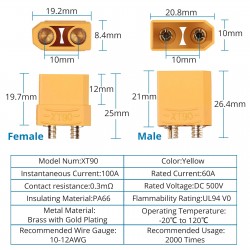 XT-90 MALE AND FEMALE CONNECTORS