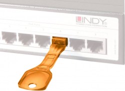 LINDY RJ45 PORT BLOCKER (10 BLOCKERS + 1 KEY)(ORANGE)