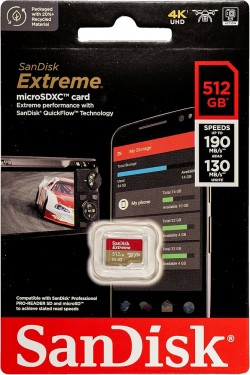 SANDISK 512GB EXTREME CLASS 10 V30 UP TO 190MB/S MICRO SD