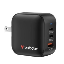 Verbatim Mini GaN Charger 70W 3 Port US Plug w EU and UK Ada