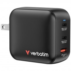 Verbatim Mini GaN Charger 100W 3 Port US Plug w EU and UK Ad