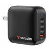 Verbatim Mini GaN Charger 100W 4 Port US Plug w EU and UK Ad