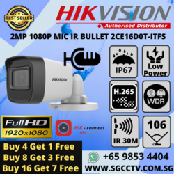 BUY 4+1 FREE! HIKVISION DS-2CE16D0T-ITPFS 2MP AUDIO BULLET