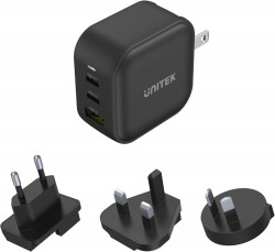 UNITEK P1108ABK TRAVEL TRI GaN 3 Ports 66W Charger with USB 