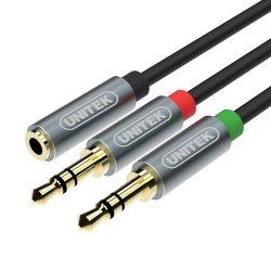 UNITEK Y-C957ABK 0.2M,  DC3.5MM Female to 2*DC3.5MM Male Aud