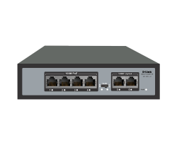 D-LINK DES-F1006P-E 250M 4-Port 10/100 PoE Switch + 2 Uplink