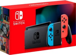 Nintendo Switch With Neon Blue And Neon Red Joy-Con