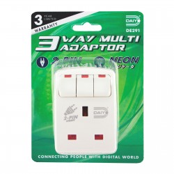 DAIYO 3 Way Multi Adaptor With Switch & Neon Light DE291