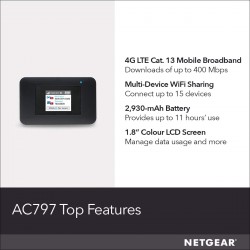 NETGEAR AirCard Mobile Hotspot 4G LTE Router(AC797), Mifi, U