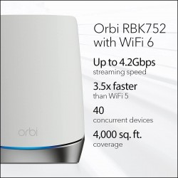 NETGEAR Orbi Whole Home Tri-Band Mesh WiFi 6 System (RBK752)