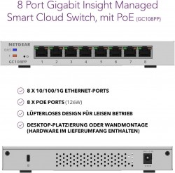 Netgear GC108PP-100PES GC108PP Smart Cloud Switch 8-Port GB