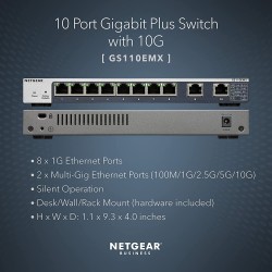 Netgear GS110EMX-100PES ProSafe 8 Port Gigabit Plus Switch W