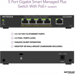 Netgear GS305EP-100UKS 5 Port PoE Gigabit Ethernet Plus Swit